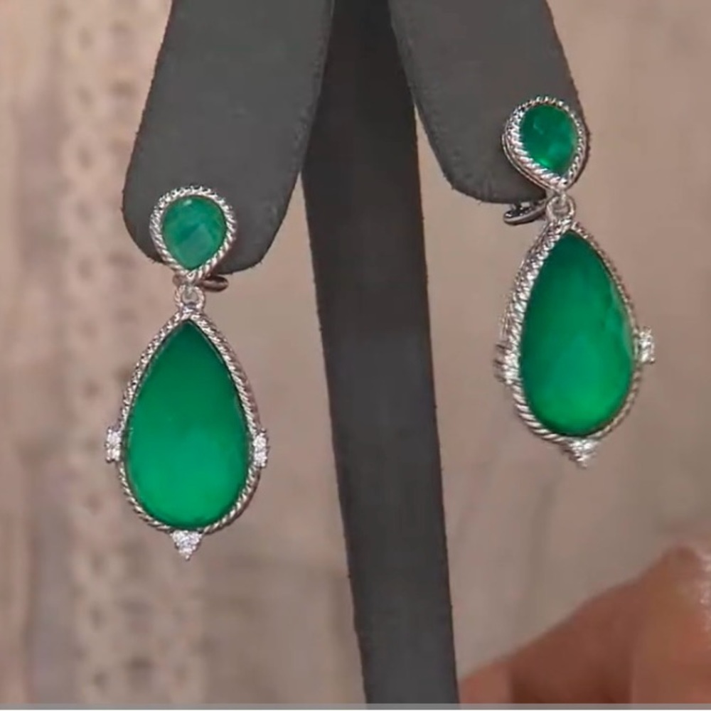 Judith Ripka Green Goddess Drop Earrings with Teardrop Design